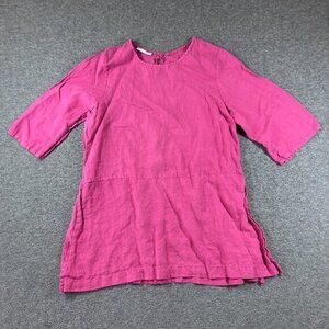 Bryn Walker 100% Linen‎ Tunic Shirt Womens XL Extra Large Hot Pink Side Slit
